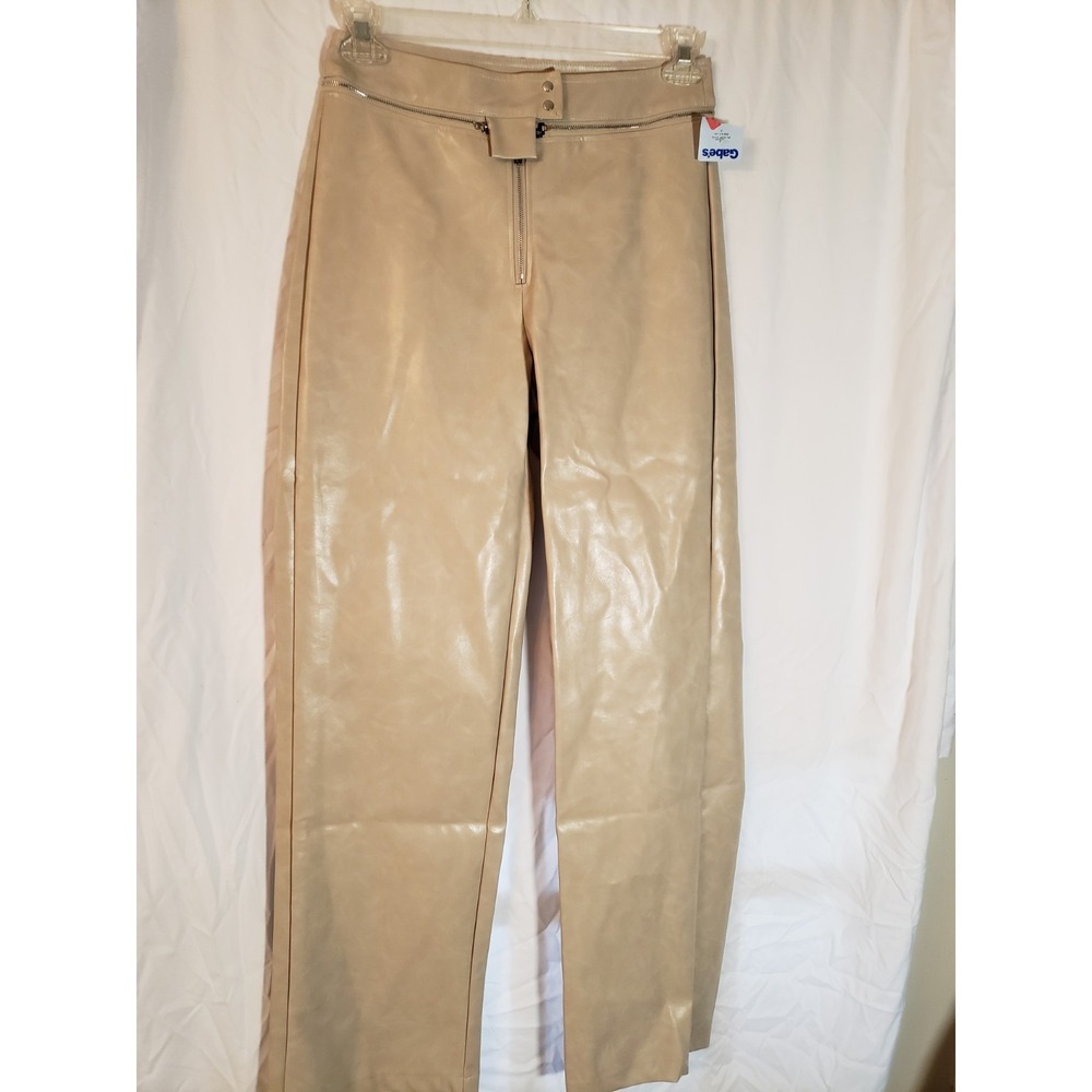 Women's Pretty Little Thing Beige Zip Waist Faux Leather Pants Size 4